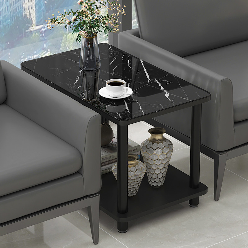 办公沙发中间小茶几玻q璃茶台接待办公室用边桌夹缝边几小方桌会