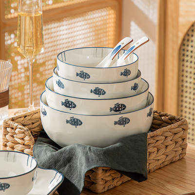 日式陶瓷汤碗大号家用2024新款大容量面碗釉下Q彩泡面碗盛汤碗大