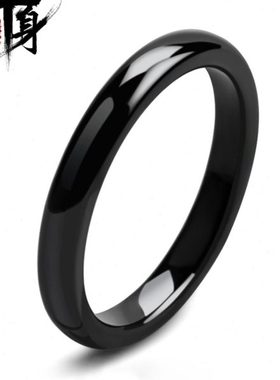 黑色陶瓷男士尾戒 高级感小指单身戒指 个性潮男指环戒子首饰品