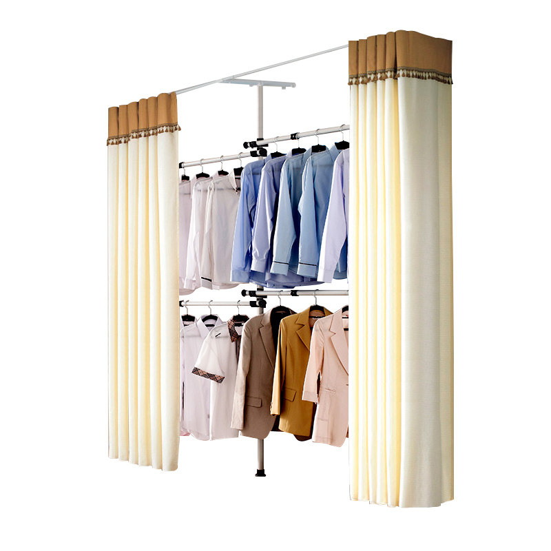 顶天立地置衣架落地卧室衣帽间置物架衣柜组装租房晾挂衣架开放式