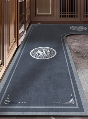 新中式L形厨房地垫防滑防油吸水垫门口耐脏脚垫可擦免洗地毯