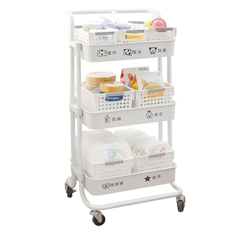 婴儿用品置物架小推车落地多层移动新生儿宝宝卧室厨房储物收纳架