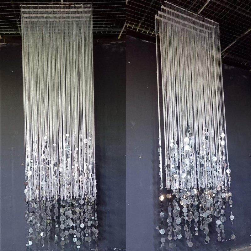 新款婚庆线帘流苏亮片挂件成品吊顶酒店婚礼堂背景圆片装饰韩式