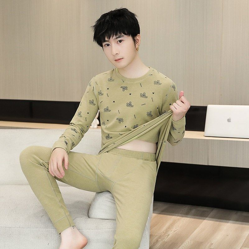 德绒保暖内衣套装男士秋衣秋裤男青年学生德荣衬衣衬裤青少年