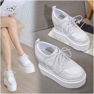 白色小个子百搭M厚底内增高松糕鞋 春秋季 14c 子2021年新款 坡跟女鞋
