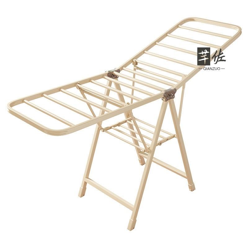 碳钢粗晾衣架落地式折叠收纳家用阳台多功能双层晒被挂衣杆免厂家