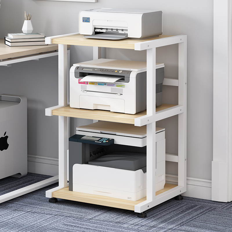 落地三层可移动打印机置物架书房办公桌旁多功能主机收纳整理架子