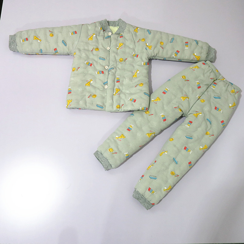 儿童手工棉衣套装棉花小孩棉花棉服手工内胆宝宝棉花棉袄棉裤加厚