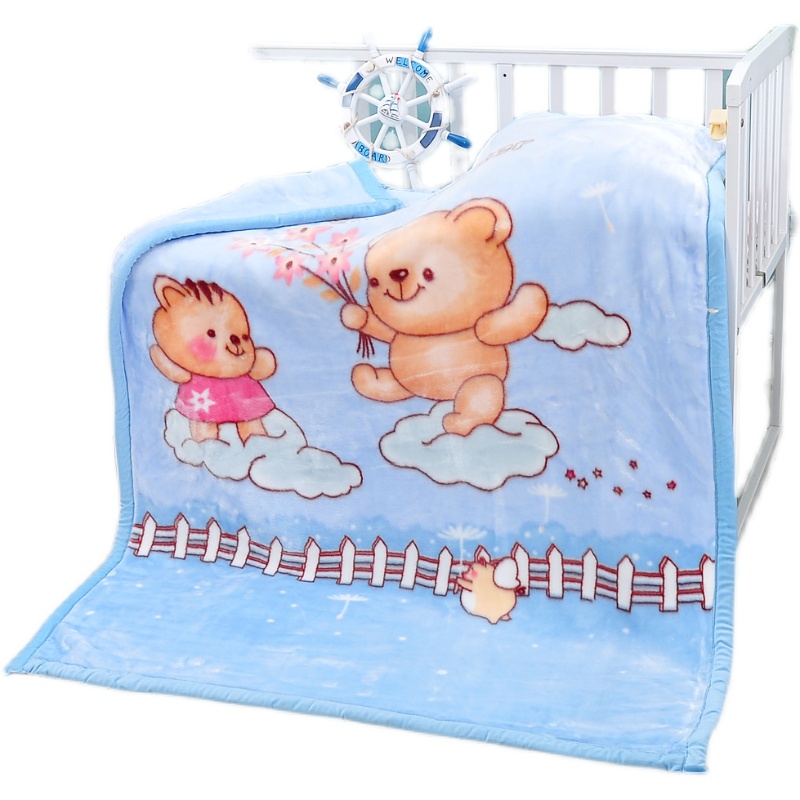 婴儿毛毯新生盖毯儿童双层加厚被子秋冬季宝宝云毯幼儿园午睡被子