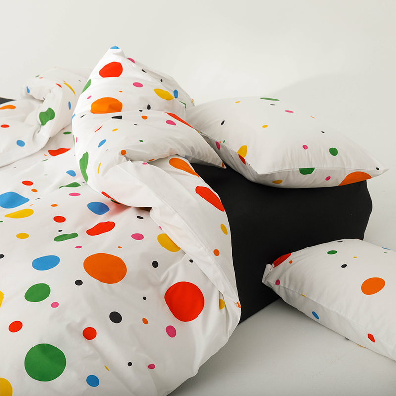 ins彩色波点纯棉全棉被套四件套单件小清新宿舍床单三件套被罩1.5