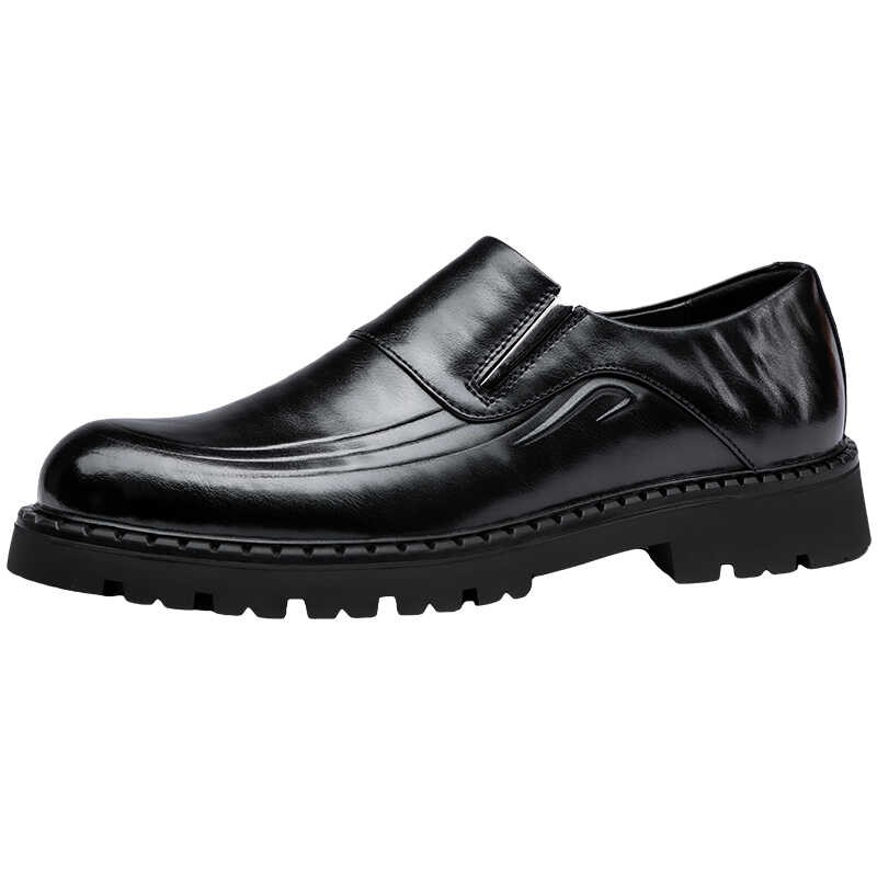 商务正装男士休闲素面百搭厚底内增高一脚蹬英伦风潮时尚男德比鞋