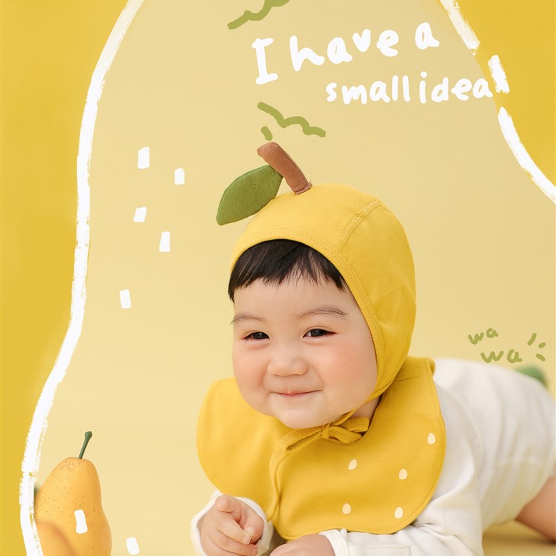 儿童摄影服装有个梨想水果卡通主题宝宝百天照周岁照拍照服装道具