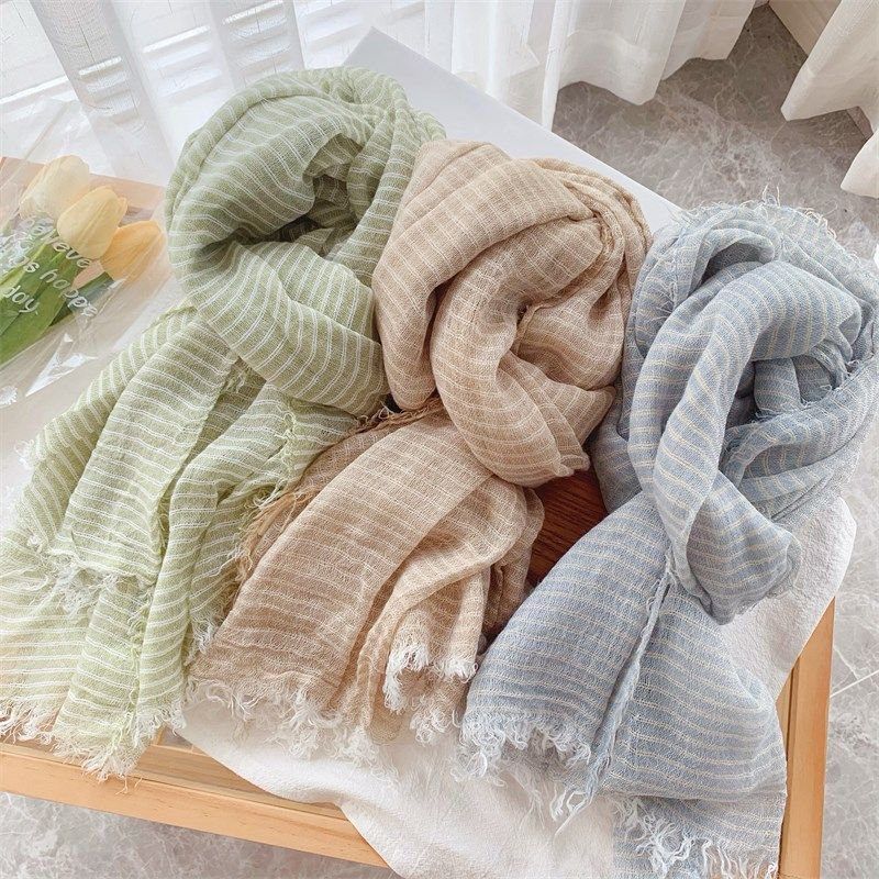 文艺风长款亚麻围巾女2024新款春夏季薄款条纹丝巾旅游拍照披肩潮,服饰配件/皮带/帽子/围巾,围巾/丝巾/披肩,淘宝优惠券,粉丝福利购,淘宝优惠卷