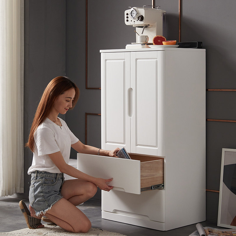 实木斗柜收纳柜卧室柜子储物柜免安装衣柜靠墙矮柜置物柜带门斗橱