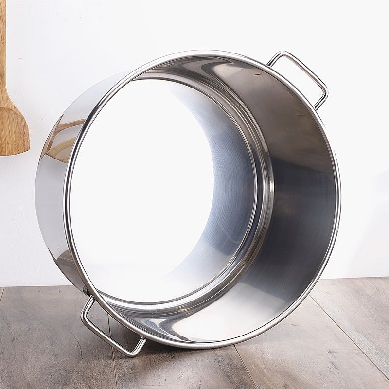 商品不锈钢带盖桶不锈钢汤桶加厚加深大型汤锅大容量储水桶圆桶油