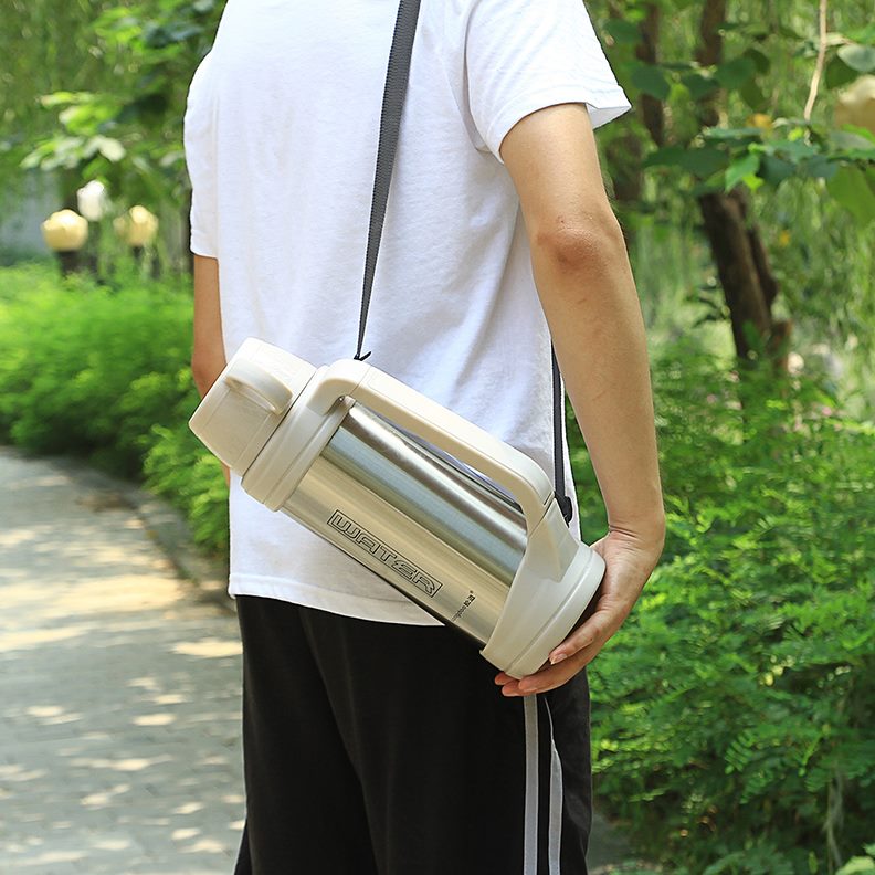 不锈钢保温壶旅行水壶2000车载家用户外旅游大容量m热水瓶l松道男