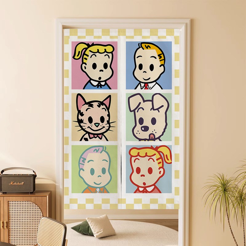 可爱卡通儿童房间好看的卧室门帘隔断帘半帘布帘子卫生间遮挡短帘