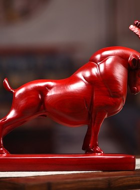 花梨木雕领头羊摆件新中式实木生肖羊家居客厅办公柜台装饰工艺品