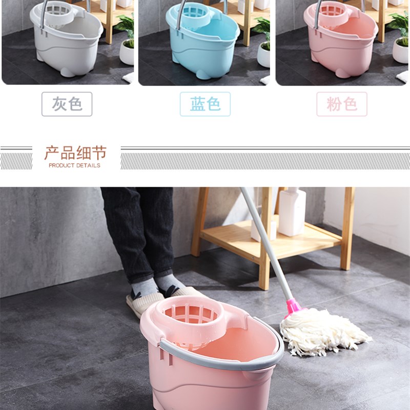 家用手压带滑轮加厚拖地拖把桶挤水桶墩布清洁单桶塑料拧水地