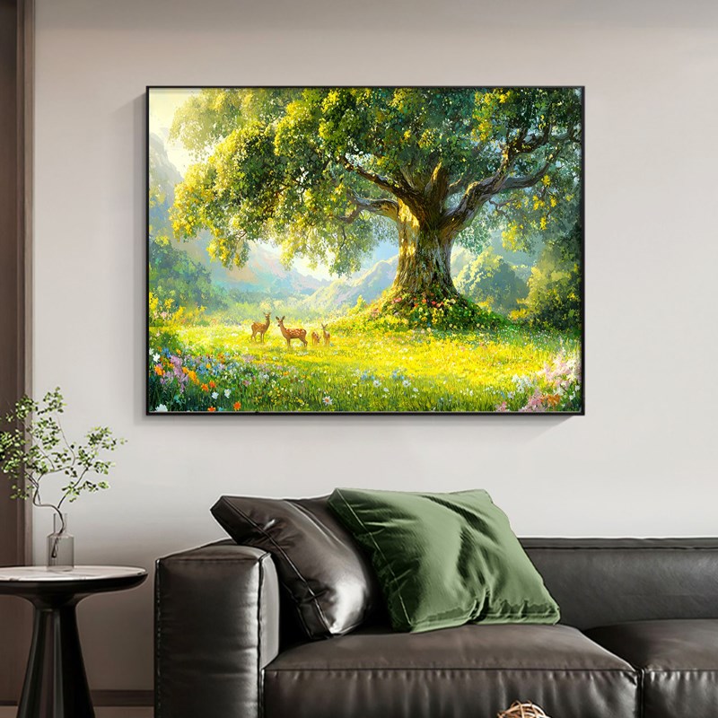 现代简约大树风景玄关装饰画客厅沙发背景墙挂画餐厅卧室床头壁画图片