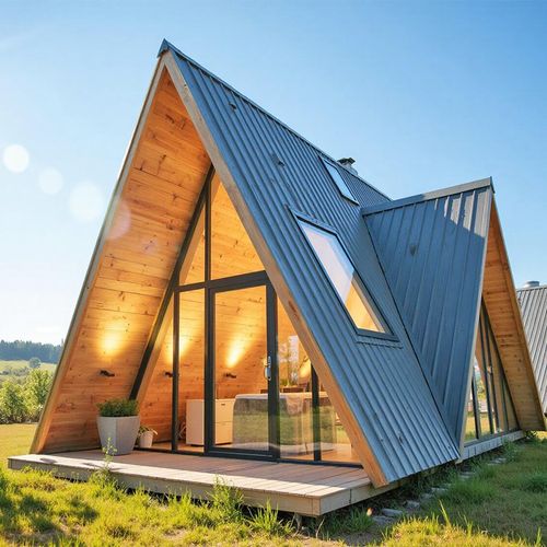 户外民宿三角木屋别墅防腐木室外露天网红餐厅旅游景区组装木房子