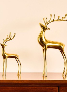 欧式奢华全铜鹿摆件客厅电视酒柜样板房间玄关工艺品摆设乔迁礼品