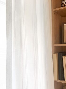 呈开白色棉纱窗帘窗o纱布料定制成品简约现代定做客厅卧室素雅纱