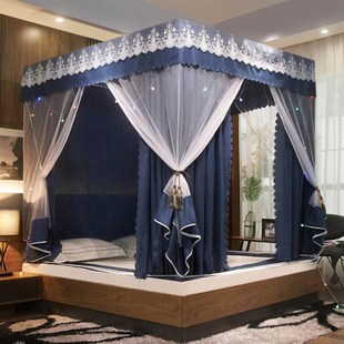 遮光防尘床布帘一体坐床式 蚊帐家用公主风1.5m宝宝防掉床2021新款