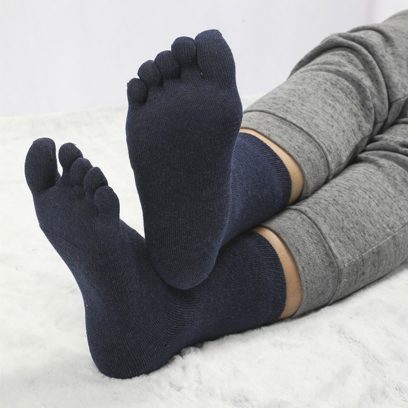 五指袜男纯棉加厚加绒保暖冬季中长筒全棉抗寒中筒毛巾袜毛圈袜男