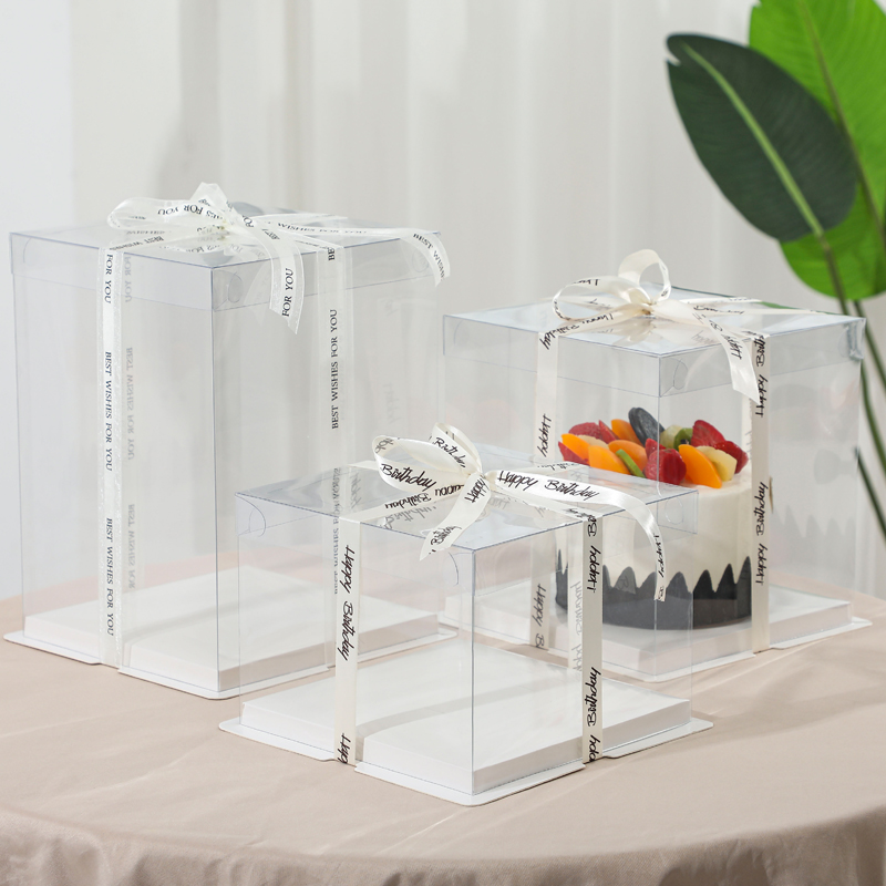 透明生日蛋糕盒子包装盒4寸6寸8寸10寸12寸单双层方形蛋糕包装盒