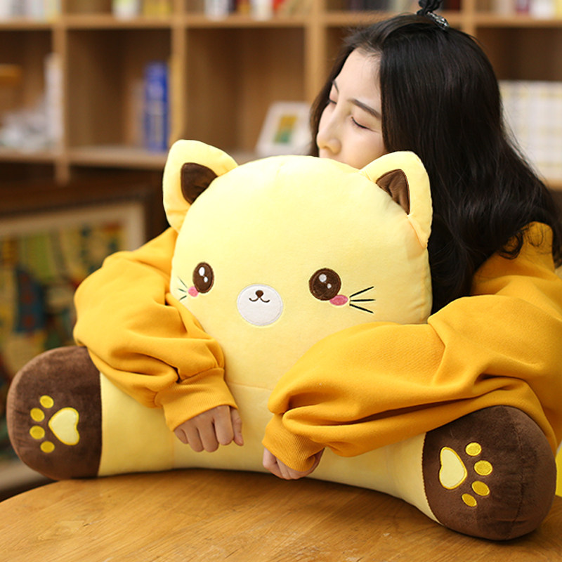 猫咪靠枕护腰靠垫办公室学生卡通椅子腰靠午睡抱枕靠背垫沙发