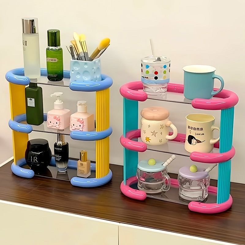 多巴胺桌面置物架化妆品收纳架多层水杯架浴室镜柜下层架收纳架,收纳整理,整理架/置物架/收纳架,淘宝优惠券,粉丝福利购,淘宝优惠卷