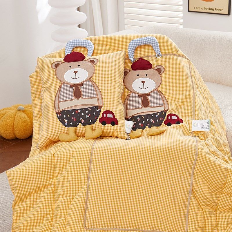 手提卡通全棉水洗棉四季两用夏被车载二合一折叠多功能抱枕被纯棉