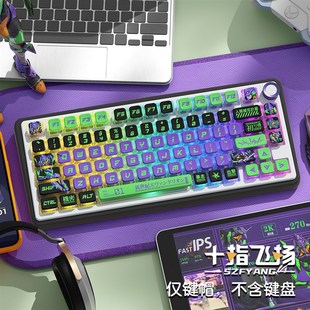 初号机 四面侧透光水晶热升华PBT键帽个性客制化MSA.高度键盘帽