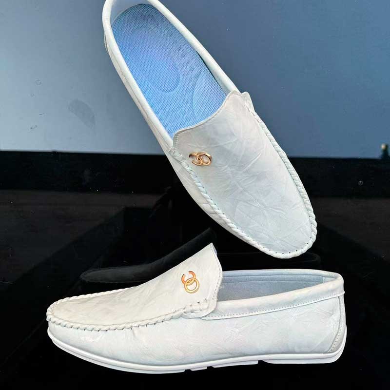 白色豆豆鞋男2025新款透气韩版百搭休闲皮鞋懒人休闲鞋小白鞋