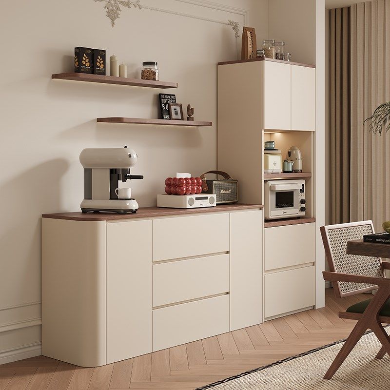 奶油中古风圆弧半高餐边柜靠墙一体客厅角落茶水矮柜咖啡机摆放台,住宅家具,餐边柜,淘宝优惠券,粉丝福利购,淘宝优惠卷