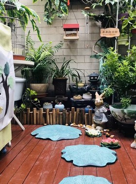 花园庭院引路石汀步石防滑地垫草坪铺路石荷叶脚踏石阳台过道踏脚