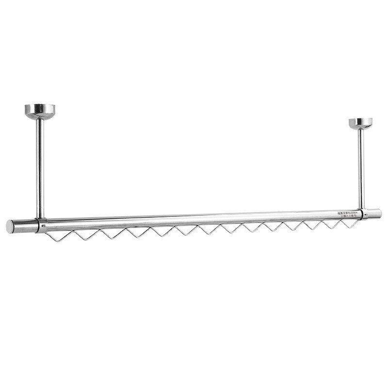 304不锈钢晾衣杆 阳台室外吊顶装固定式防风波浪条单杆侧装晾衣架