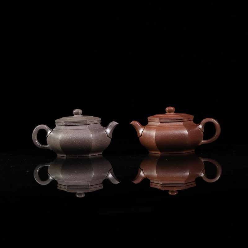 宜兴原矿大彬六方手工紫砂壶 天青泥中式国风U150cc茶壶