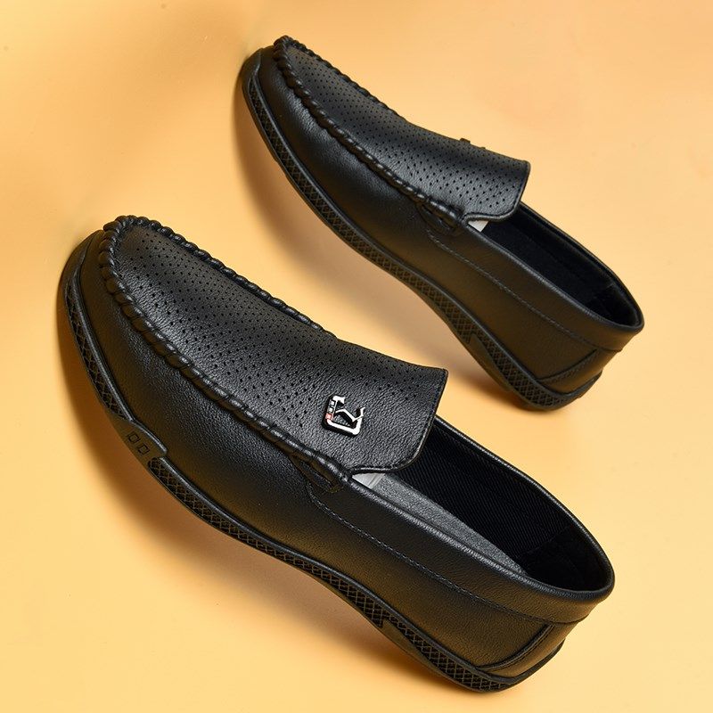 夏季透气薄款男鞋2025新款夏天男士皮鞋透气镂空豆豆鞋男款高级感,流行男鞋,休闲皮鞋,淘宝优惠券,粉丝福利购,淘宝优惠卷