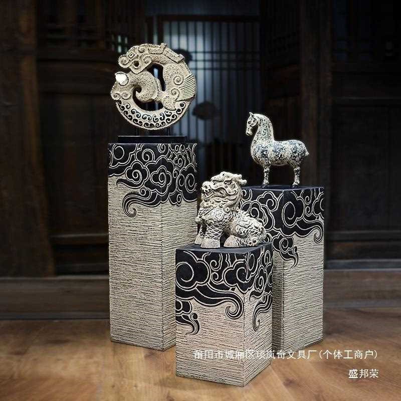 【折扣价】软装柱新中式摆件门口入户展示祥云落地茶室柱玄关底座