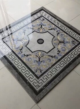 灰色微晶拼花地砖欧式客厅拼花瓷砖过道走廊造型砖入户玄关地心砖