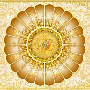 X1024立体电视墙卧室背景欧式 吊顶金色大厅古典豪华浮雕天顶壁画