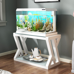 鱼缸柜金属鱼缸架子鱼缸桌钢木鱼缸底座鱼缸底架铁艺鱼缸储物架子