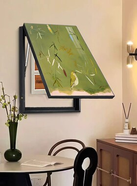 中古风绿色电表箱装饰画竖版2024新款遮挡配电箱电闸盒总开关挂画