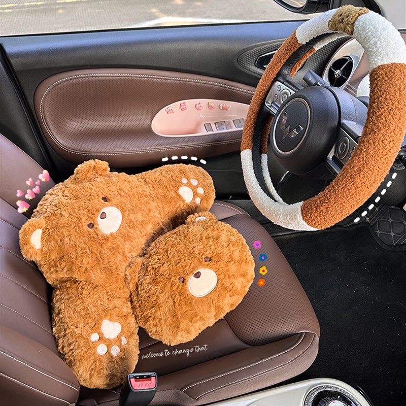 汽车头枕护颈枕一对车内可爱车用靠枕内饰用品车载座椅腰靠套装