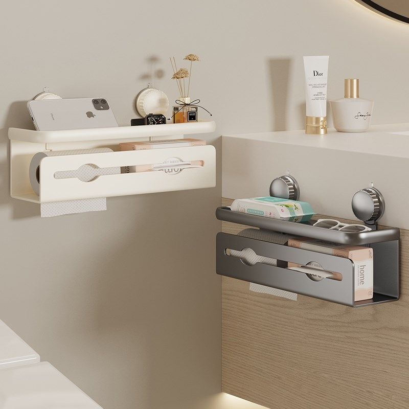 卫生间厕纸盒吸盘免打孔纸巾架手纸盒浴室洗手间厕所卷纸置物架子