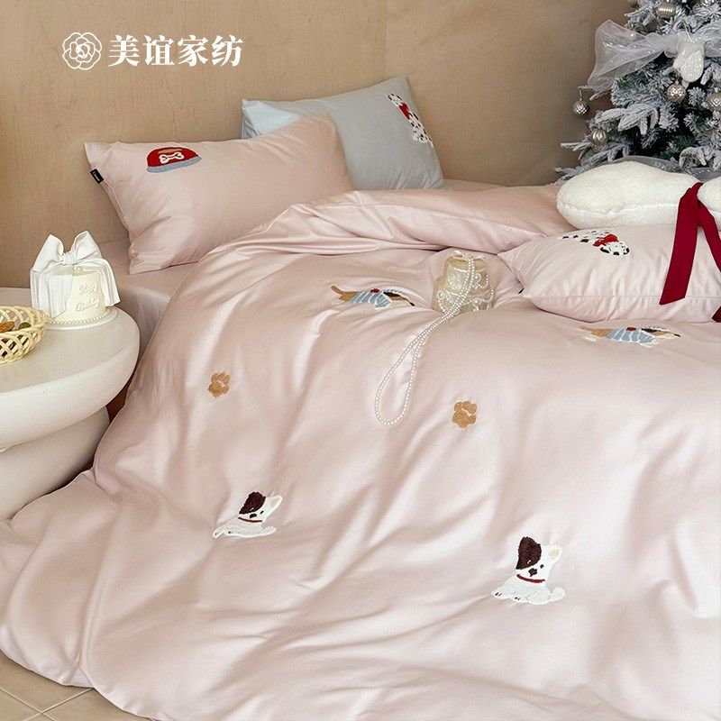 纯棉长绒棉儿童四件组可爱卡通100S全棉床单被套亲肤超柔床上用品