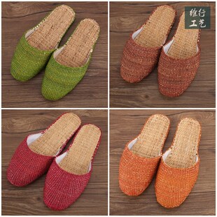 徐行工艺女生草编l拖鞋室内亚麻按摩透气防臭轻巧家居静音凉拖鞋