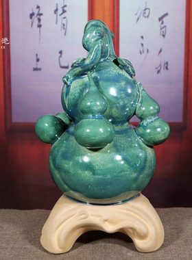 河南神后钧瓷摆件李朝斐柴烧炉钧摆件家居卧室桌面摆设装饰品富窝